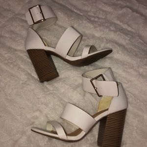 Size 8 white Charlotte Russe strap chunky heel